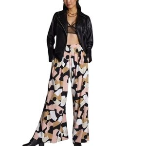 Anthropologie Multicolor Abstract Wide-Leg Pants